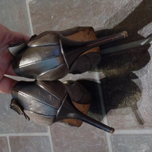 Christian Dior grey taupe taupe gun metal suede platform heel Size 35.5 - Picture 7 of 10